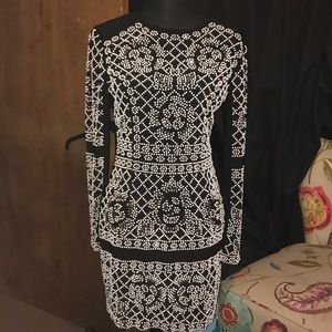 Xscape Black and White Beaded Club Or Special Event Dress. Excellent Condition.